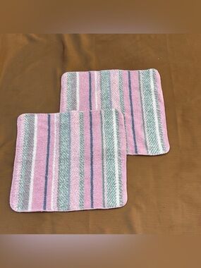 Vintage 2 Towels Wash Cloth Fieldcrest MCM Striped Square